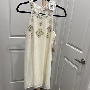 Forever 21 Ivory Beaded Halter Dress